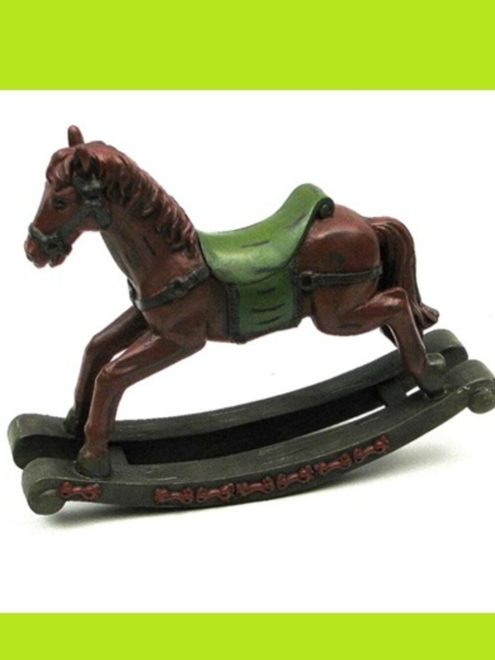 Wooden looking Stone Resin TOY Rocking Horse **9" wide by 7 1/4" tall** TOY 0297